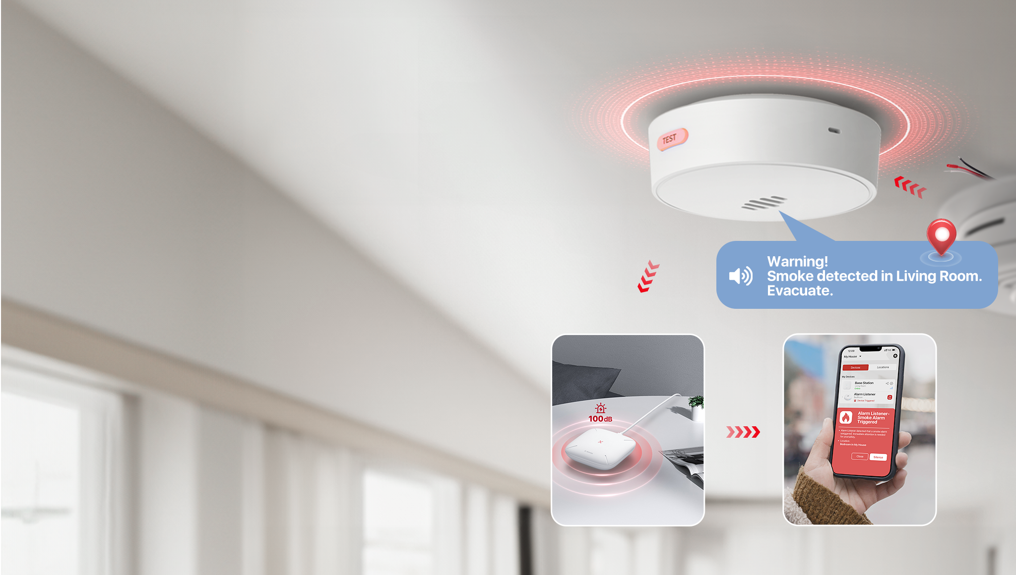 Enable voice alert and APP notification on your dumb hardwire or wireless Smoke&CO alarm with X-Sense Wifi Listener