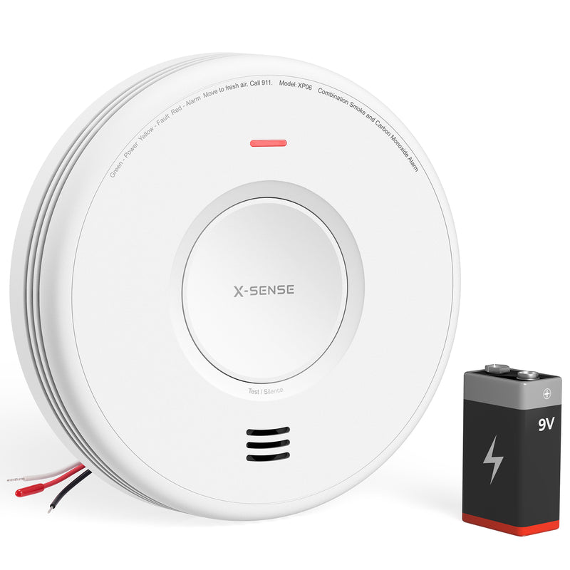 Hardwired Interconnected Smoke and CO Detector Alarm with Replaceable Battery Backup, X-Sense XP06