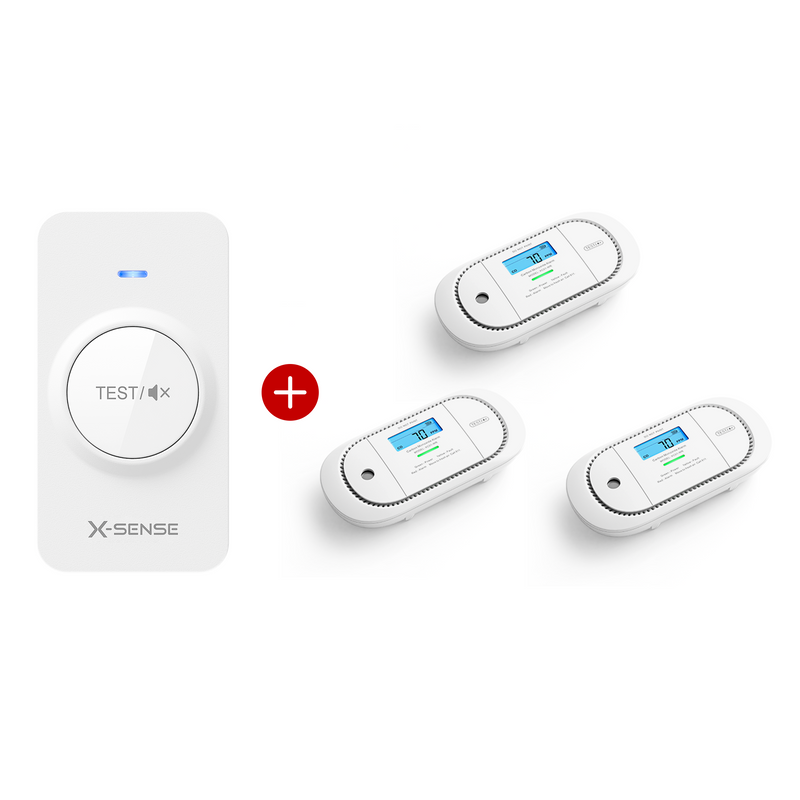 3-Pack XC01-WR Wireless Interconnected CO Alarms + 1-Pack RC01 Pro Remote Controller