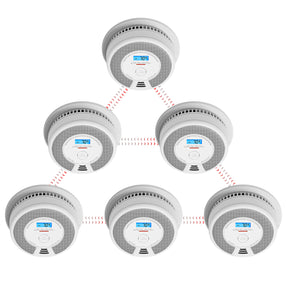 Set of six X-Sense SC07-W wireless interconnected smoke and co detectors with digital displays