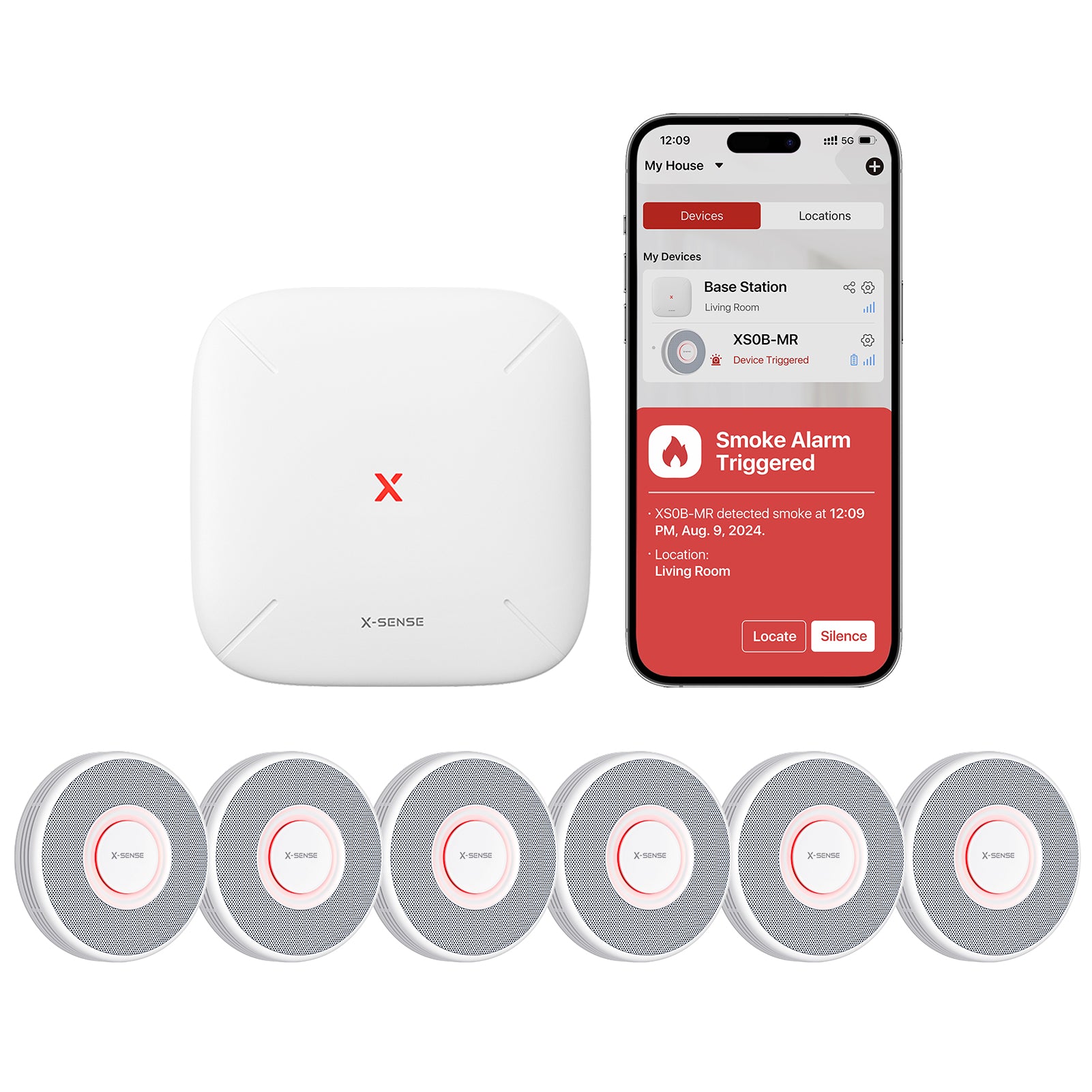 Smart Interconnected Smoke Alarm with Voice Alerts, X-Sense XS0B-MR