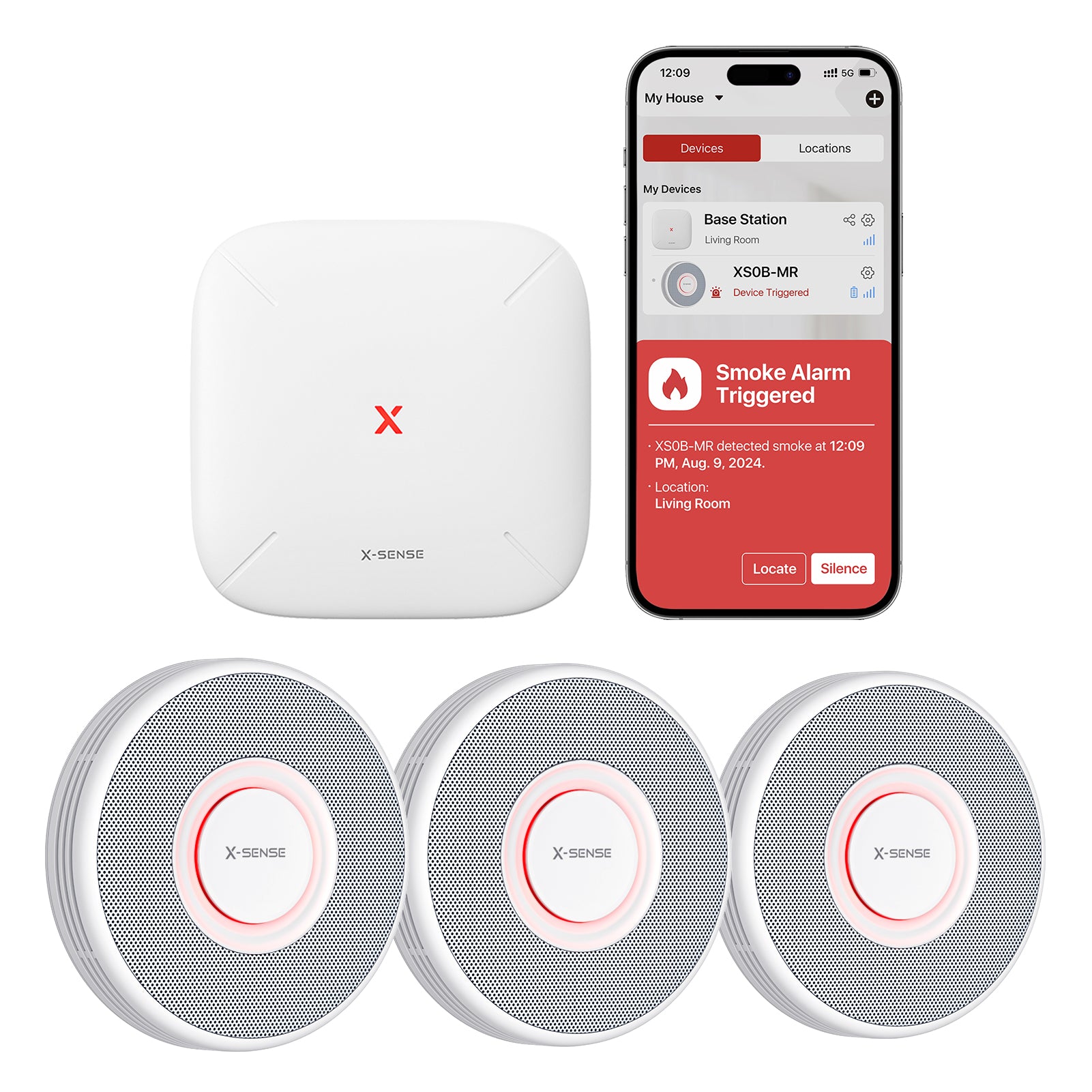 Smart Interconnected Smoke Alarm with Voice Alerts, X-Sense XS0B-MR