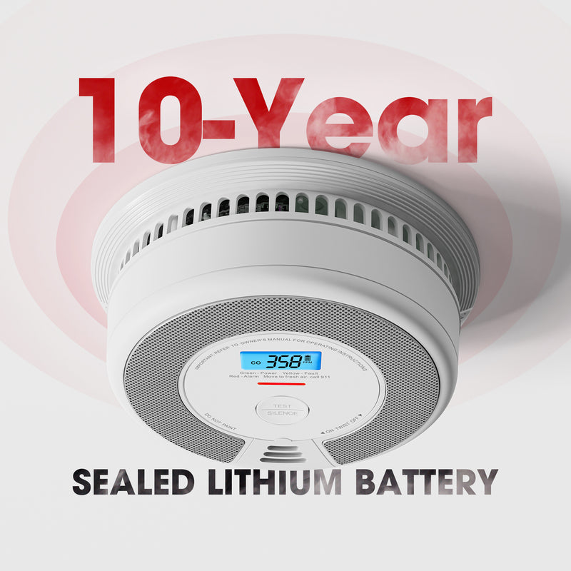 SC07-W Wireless Interconnected Smoke&CO Combination Alarm with 10 year sealed lithium battery and LCD