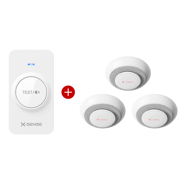 3-Pack XP01-W Wireless Interconnected Smoke and CO Alarms + 1-Pack RC01 Pro Remote Controller